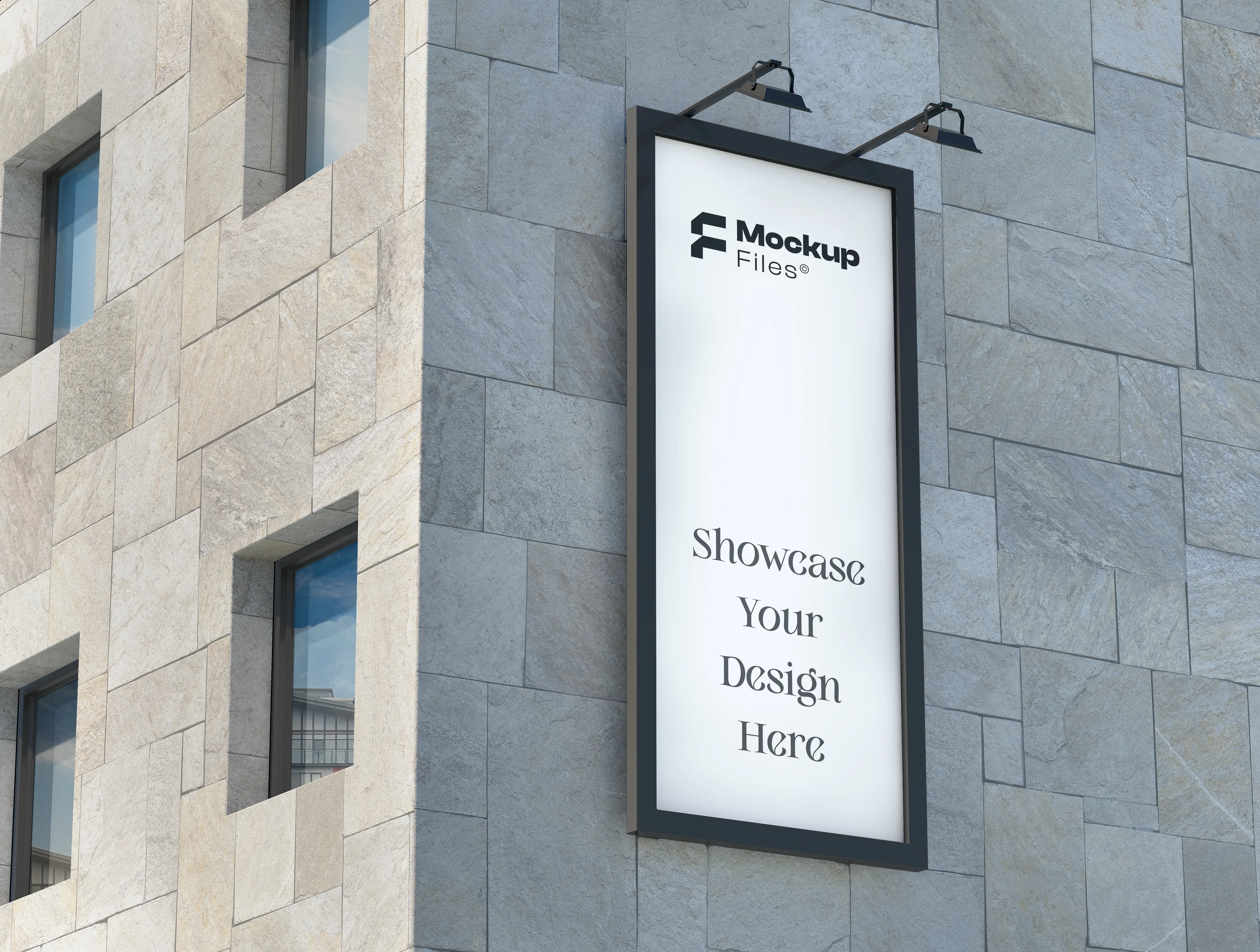 Free Outdoor Vertical Building Billboard Mockup PSD