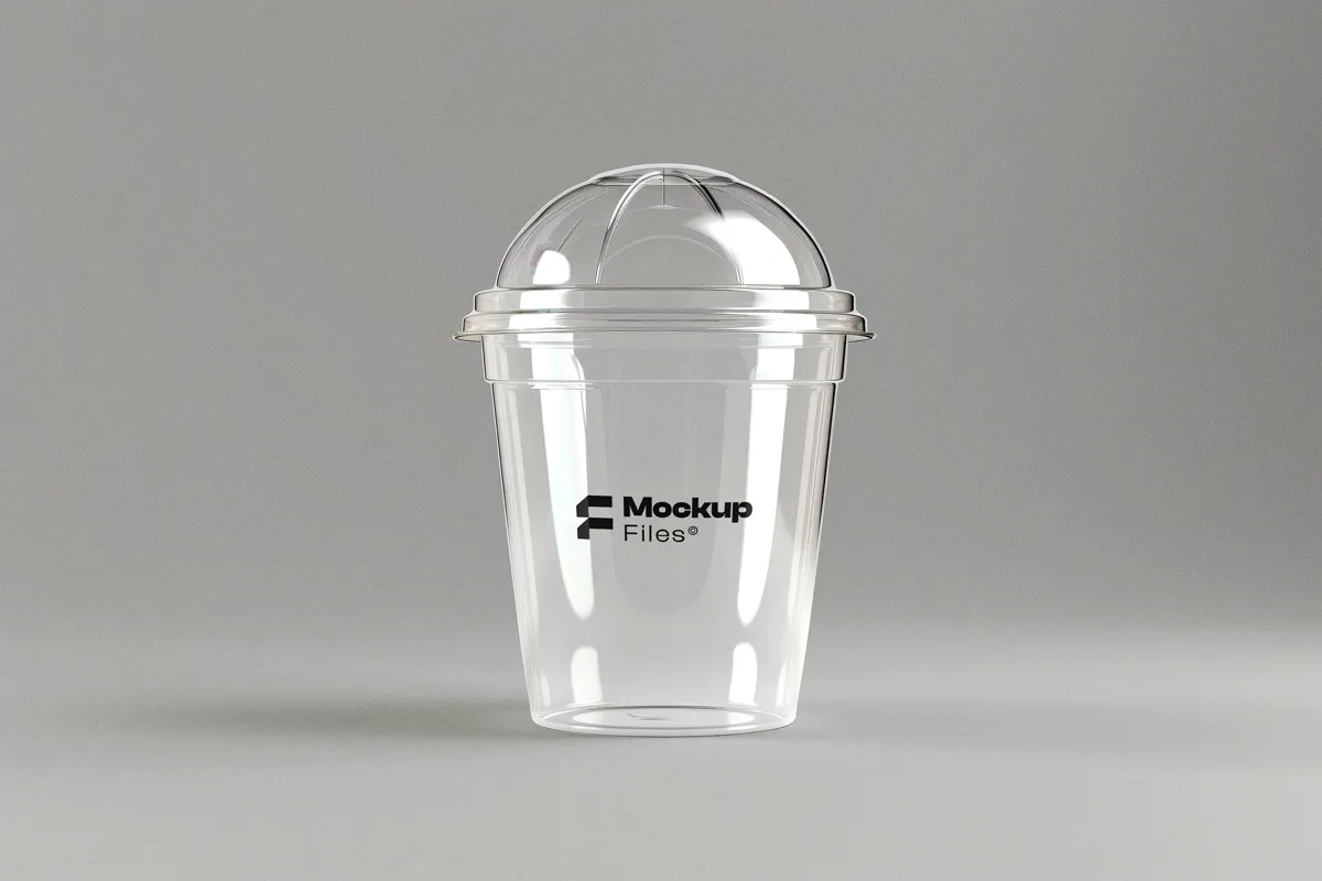 Download Free Transparent Plastic Cold Drink Cup PSD Mockup