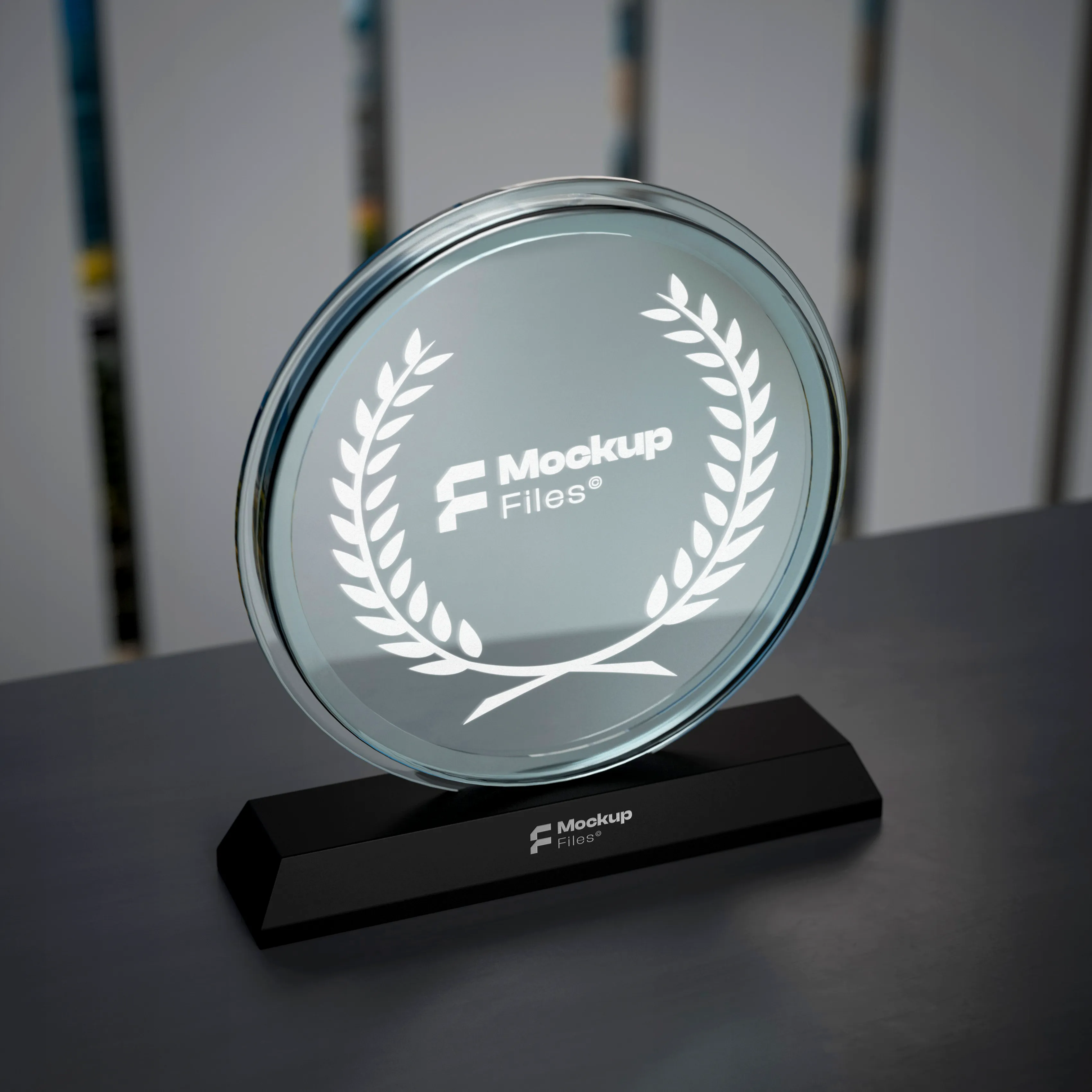 Free Circular Award Trophy Mockup PSD